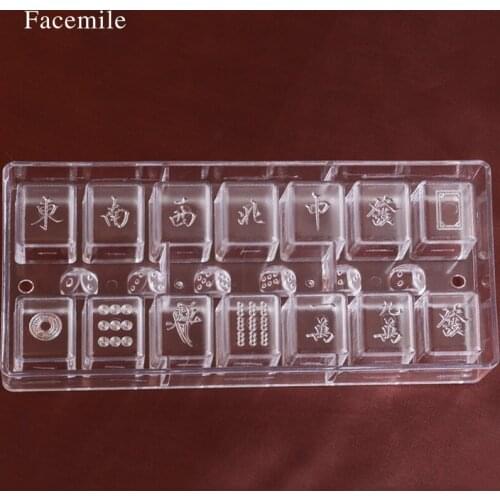 Plastic mold Transparent Mahjong Mould To Make Candy Gift Chocolate Brown Sugar Ice Gift Kitchen Accessories 54007
