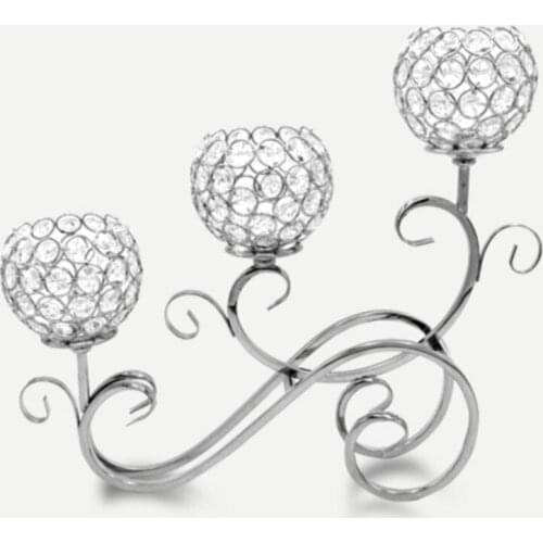 3 head metal gold silver plated candle holder with crystals wedding candelabra table centerpiece decoration party candlestick