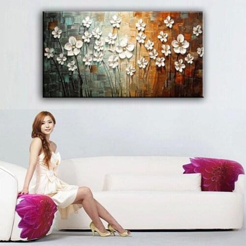 Hand Painted Oil Painting Home decoration high quality Canvas Flower Knife Painting Pictures NOFramework