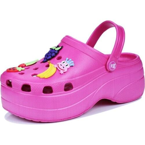 Summer Women Clogs Platform Garden Sandals Cartoon Fruit Slippers Slip On For Girl Beach Shoes Fashion Slides Outdoor