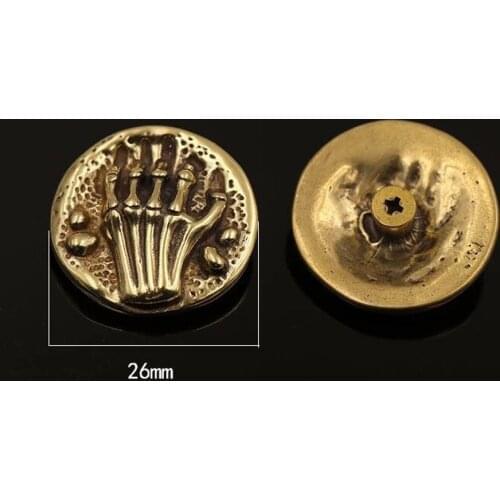 DIY leather craft skull hand design caibu rivet screw button solid brass material