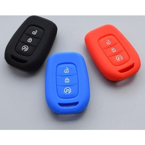 Silicone Rubber key fob case cover set cap for Renault duster 2016 2017 logan clio captur laguna scenic 3 buttons Remote Protect
