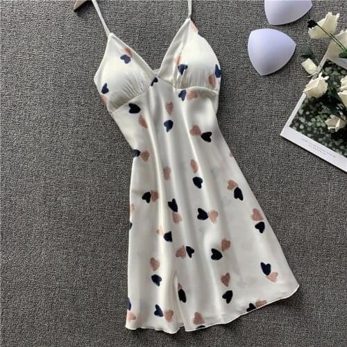 Smmoloa Ladies Sexy Silk Sleepwear Satin Nightgown V-neck Nightdress Slip Nighties Summer Night Dress Lace Night Gown