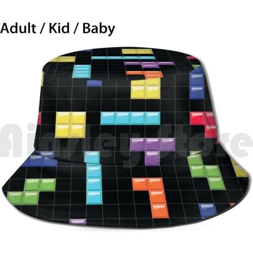 Tetris-Modern Version Sun Hat Foldable UV Protection Tetris Blocks 4 Blocks Games Video Game Classic Vintage Retro Retro
