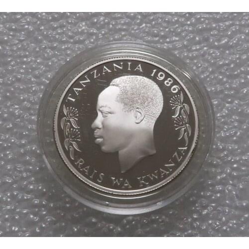 Tanzania 1986 African Animal Series Elephant Refined Commemorative Silver Coin Real Rare Silver Original Coin Collection