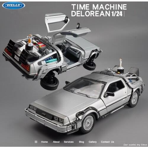 Welly 1:24 Diecast Alloy Model Car DMC-12 delorean back to the future Time Machine Metal Toy Car Gift Collection car models