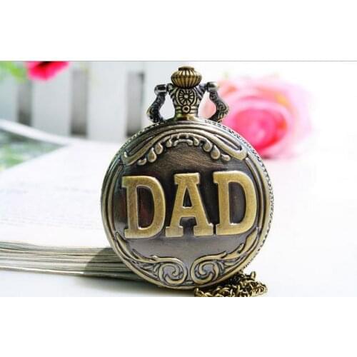 Factory price Vintage Bronze DAD Pocket Watch Pendant Father Gifts good quality wholesale