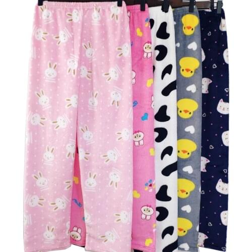 Womens Flannel Pajama Pants Warm Loose Comfortable Coral Fleece Home Pants Plush Pants 2021 New