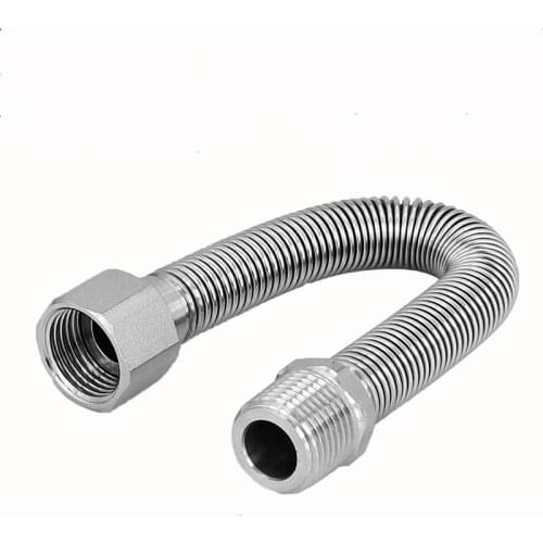 1/2" BSP Female To Male Thread Corrugated Pipe 304 Stainless Steel Inlet and Outlet Pipe Hose for Toilet Water Heater