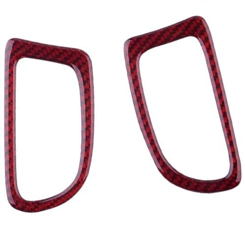 1 Pair Dashboard Demist Air Vent Cover Trim Carbon Fiber Red Fit for Chevrolet Corvette C7 2014 2015 2016 2017 2018 2019