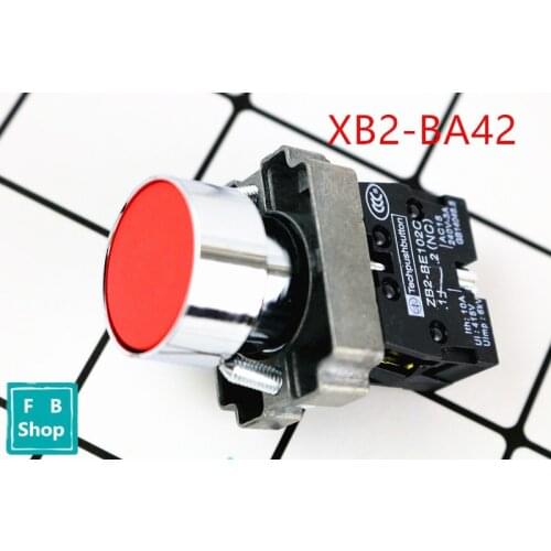 1pcs High Quality XB2-BA42 self-resetting 22mm momentary flat push button switch
