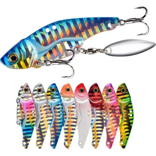 1Pcs Fishing 12g 16g Metal VIB Hard Lure With Spoon Spinner 3D Eyes Vivid Vibrations Painting Fishing Lure Bait Fishing Tackle