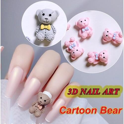 10Pcs 13*18MM Cute Cartoon Bear 3D Nail Art Decorations Lovely Japanese Style Nail Ornament Manicure Design Accessories