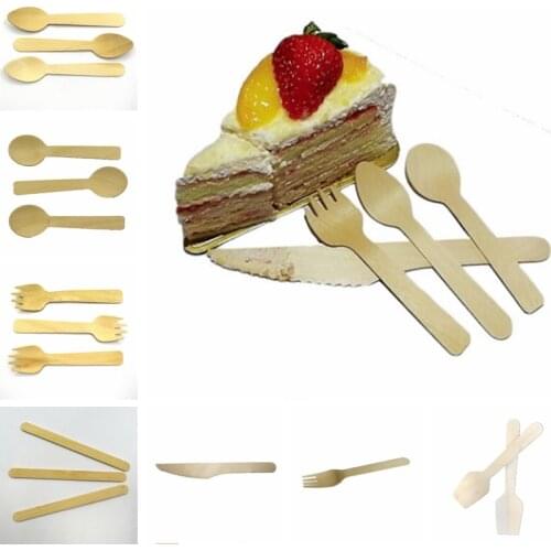 100Pcs Disposable Wooden Spoon Mini Ice Cream Spoon Wood Dessert Scoop Western Wedding Party Tableware Kitchen Accessories Tool