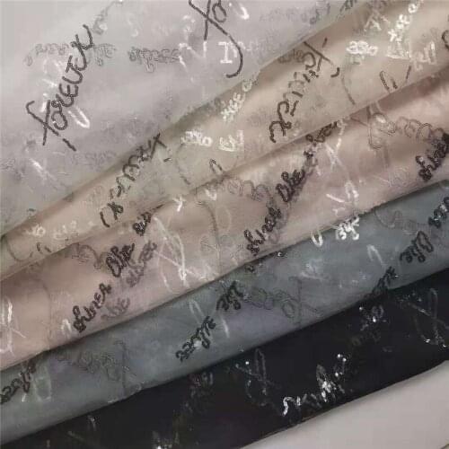 2 Yards Soft Literary Sequined Tulle Net Lace Fabric Embroidered Netting Fabric For Evening Prom, Haute couture, Party Dress