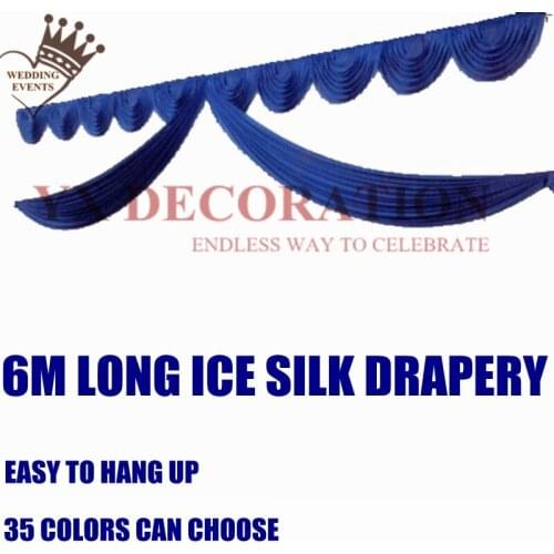 20FT Long Ice Silk Front Swag Drapery Valance For Wedding Backdrop Stage Background Wedding Event Decoration