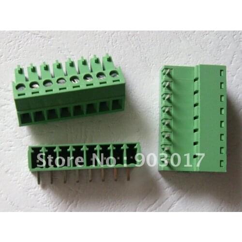 60 pcs Angle 8pin/way Pitch 3.5mm Screw Terminal Block Connector Green Color Pluggable Type with angle pin