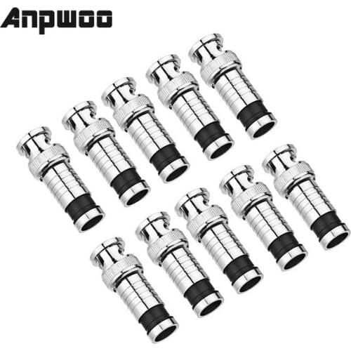 ANPWOO 10PCS/lot security system BNC Connector Compression Connector Jack for Coaxial RG59 Cable CCTV Camera Accessories
