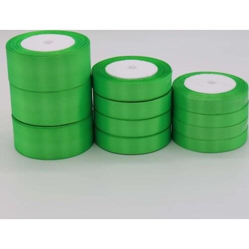 25Yards/Roll 3/ 6/10/15/20/25/40/50mm Grass Green Single Face Satin Ribbon DIY Gift Wrapping Christmas WeddingParty Ribbons