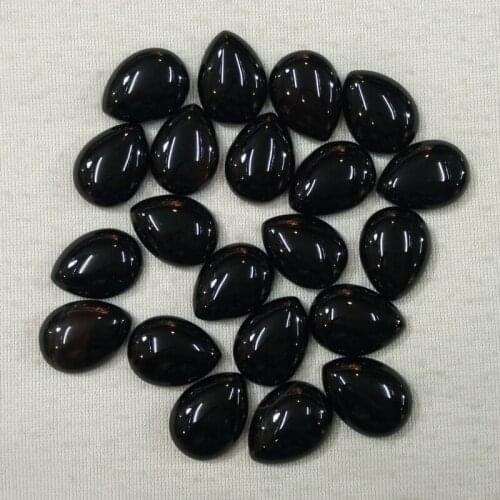 Wholesale 30pcs/lot 15x20mm good quality natural black onyx drop CAB CABOCHON beads for DIY jewelry accessories free shipping