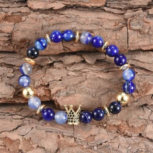 CZ Crown 8mm Beads Bracelets For Women Jewelry Men Pulseira Masculina Feminina Erkek Bileklik Hombre Friends