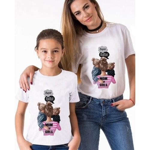 Mother Kids Family Look T-Shirts Clothes Breast Mom and Daughter Equal Father and Children Summer Tee Shirt Fashion Harajuku