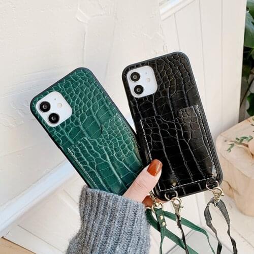 For iphone12 mobile phone case 11Pro/Max SE2 XsMax 12Mini 8plusXR/7 Anti-leather grain cassette mobile phone case with crossbody