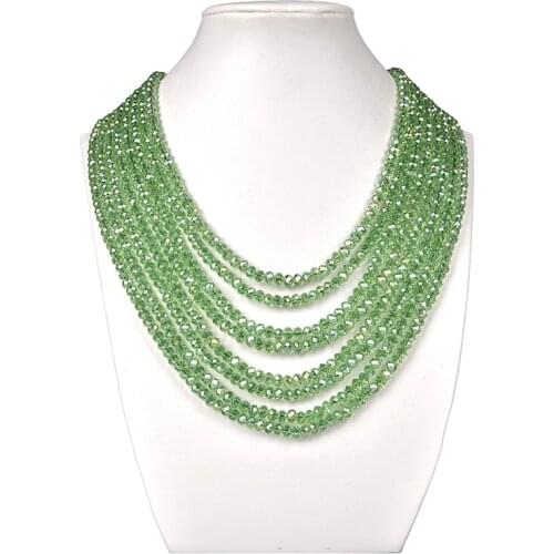 Faceted Green multilayer Glass Crystal 4.6*5.8mm Making Handmade jewelry Necklace17-25inch Earrings for noble women gift H212