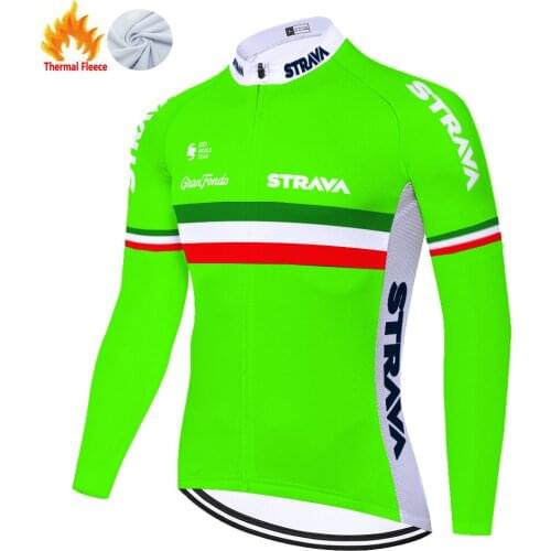 Italy STRAVA camiseta ciclismo hombre ​long sleeve bike jersey ​​Winter Thermal Fleece long sleeve cycling jersey men