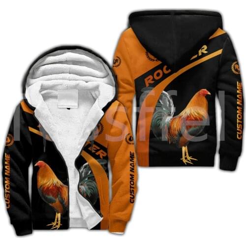 Tessffel Rooster Chicken Cock Animal Camo Colorful Winter Coat Pullover Tracksuit 3Dprint Men/Women Fleece Zip Hoodies Jacket A2