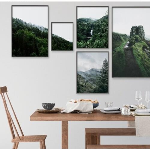 Natural Landscape Canvas Painting Forest Mountain Trees Poster and Prints Wall Art Pictures Art Painting Home Decor Room Decor