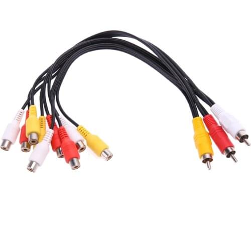 3 RCA Male to 9 RCA Female Composite Audio Video AV Cable Splitter for DVD TV Hi-Fi Video CD Player Mini Disc Audio Video Cable