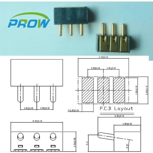 [PR] pogo pin connector Side Welding Spacing 3.0MM 9.7x8.3x3.7mm Free Shipping 3P N73 P pin