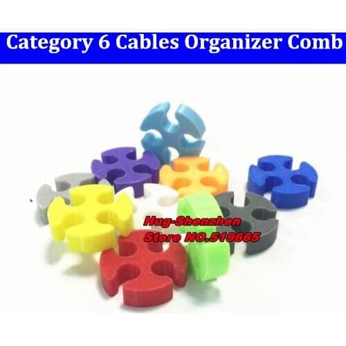 Multicolor Cat6 Category 6 Cables Organizer for Office / Computer / Home Arrangement Tiy Tool 4 holes Network Cable Combs