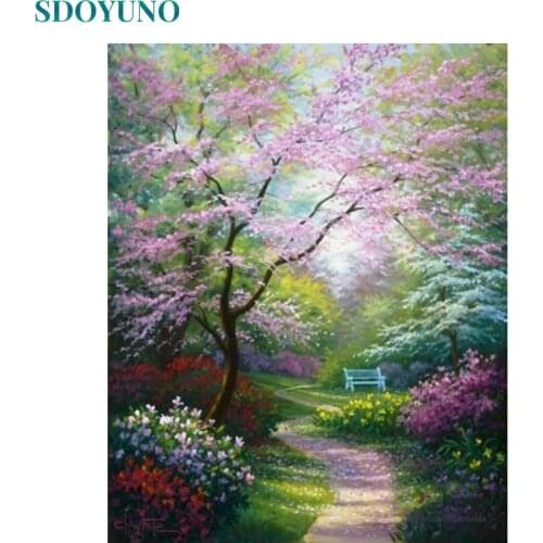 SDOYUNO Oil Paint By Numbers Kits Scenery Painting By Numbers On Canvas Landscape Frameless 60x75cm Hand Painting DIY Home Decor