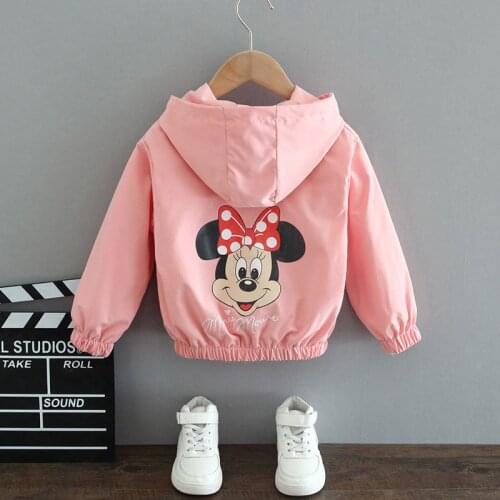 Autumn Teenagers Girls Hooded Jacket Coats Mickey Mouse Cartoon Printed Little Children Windbreaker Kids Spring Boy Outwear