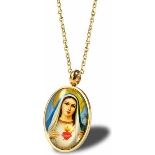New Stainless Steel Religious Portrait Necklace Simple Retro Christian Bible Portrait Necklace For Women Girls Fashion Jewelry