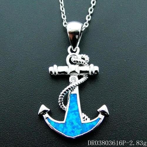 Fire Opal Anchor Pendant Necklace in 925 Sterling Silver Womens Pendant Necklace For Gift