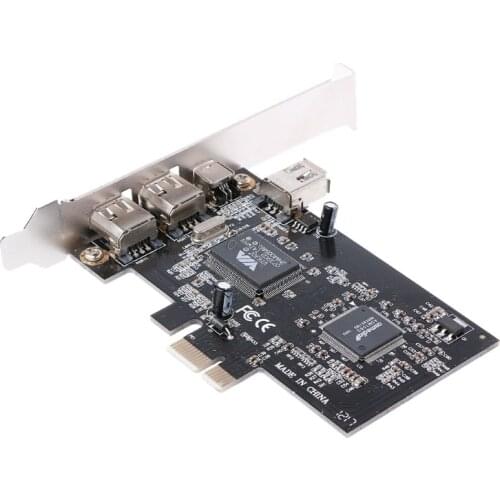 PCI-e 1X IEEE 1394A 4 Port(3+1) Firewire Card Adapter 6-4 Pin Cable For Desktop PC Drop ship