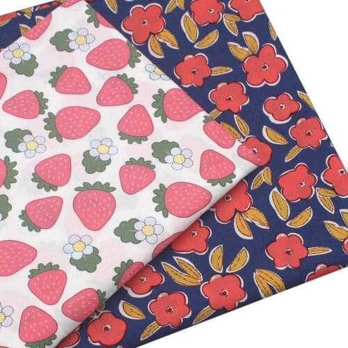 60S High Density Plain Thin WHITE Strawberry NAVY Red Flower Soft Smooth 100% Cotton Fabric for Summer Dress Shirt Blouse Craft
