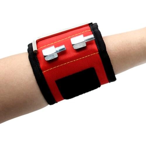 Portable Three-grid magnetic wristbandToolkit Strong Magnets WristbandElectrician Tool Belt Screws Nails Bits Drill Repair Tools