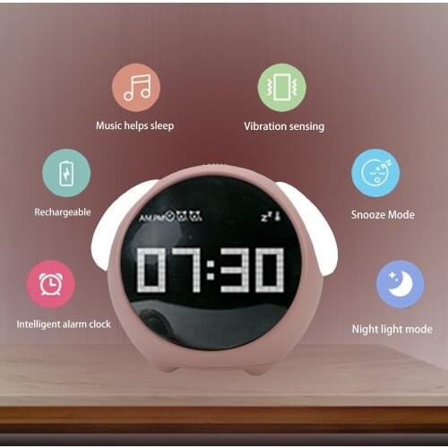 Bedside Voice Controlled Light Night Light Multifunctional For Home Cute Expression Alarm Clock Child Alarm Clock