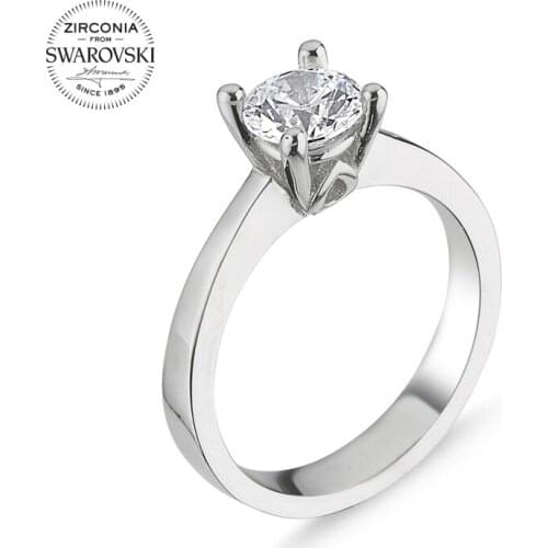 Silver 925 Sterling Swarovski Zirconia Cubic Zirconia Engagement Ring