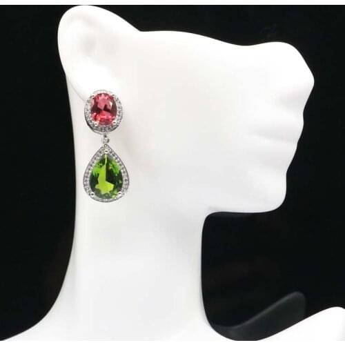 18x6mm SheCrown Lovely Cute Created London Blue Topaz CZ For Girls Daily Wear Silver Earrings Wholesale