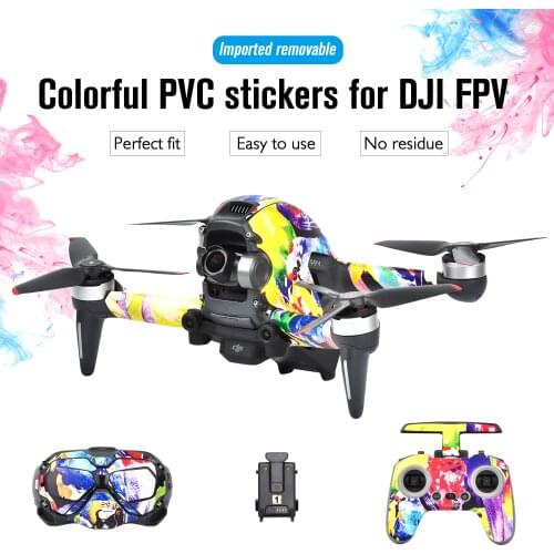 DJI FPV Drone stickers colorful body PVC skin waterproof for DJI FPV Drone Goggles V2 Remote Controller Sticker Set Accessories