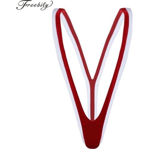 Gay Mens Lingerie One-piece Velvet Christmas Santa Mankini Thong Holiday Fancy Cosplay Costumes String Homme Sexy Underwear