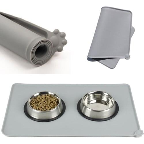 Waterproof Pet Mat For Dog Cat Silicone Pet Food Pad Pet Bowl Drinking Mat Dog Feeding Placemat Easy Washing EJ892983