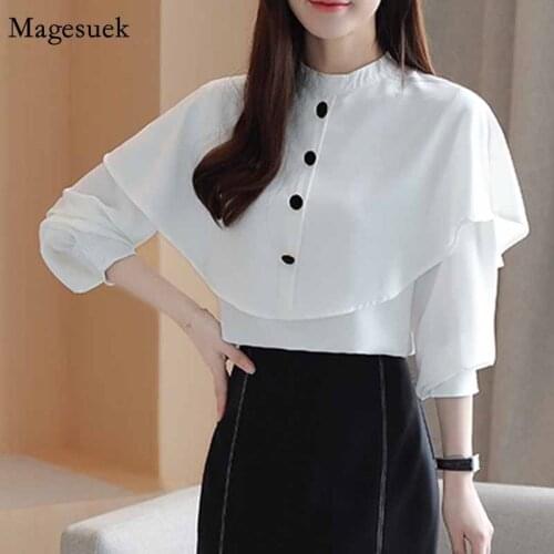 Casual Loose Office Lady Chiffon Women Blouses Plus Size Womens Blouses Autumn Long Sleeve White Women 2020 Shirts Blusas 10518