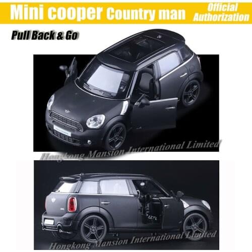 1:36 Scale Diecast Alloy Metal Car Model For MINI Cooper S Countryman Collection Licensed Model Pull Back Toys Car - Matte Black