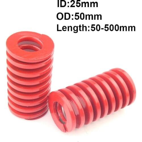 1Pcs Red Medium Load Compression Spring Outer Diameter 50mm Inner Diameter 25mm Loading Die Mold Spring Length 50-500mm